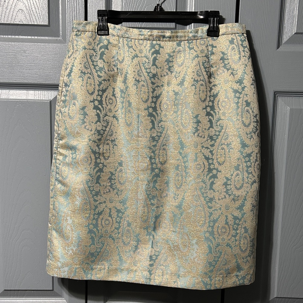 ‼️SOLD‼️ 🩵💛Teal and Gold Pencil Skirt💛🩵